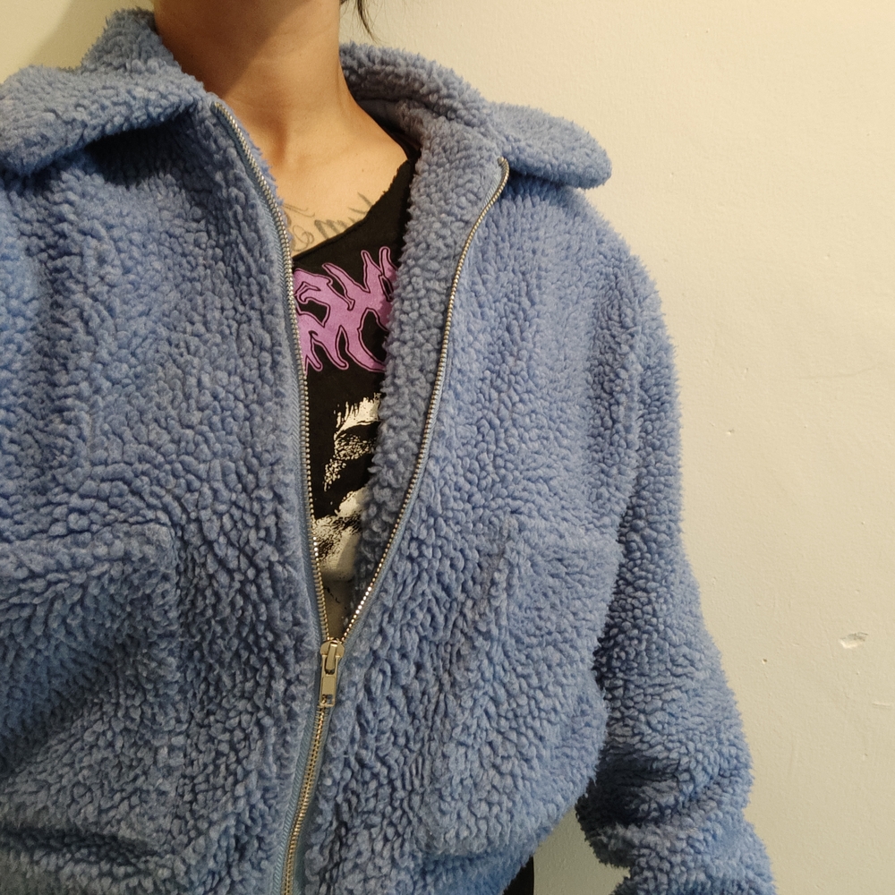 Angel Kiss Blue Teddy Jacket Full-Zip Plush